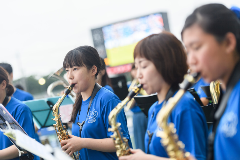 前座試合・選手入場での演奏（大学吹奏楽団・高校吹奏楽部・TOKIWAおんぷの会）